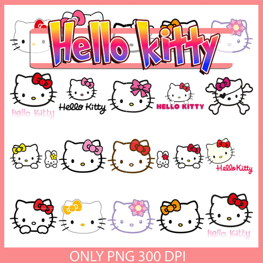 Hello kitty face design bundle svg, hello kitty face svg