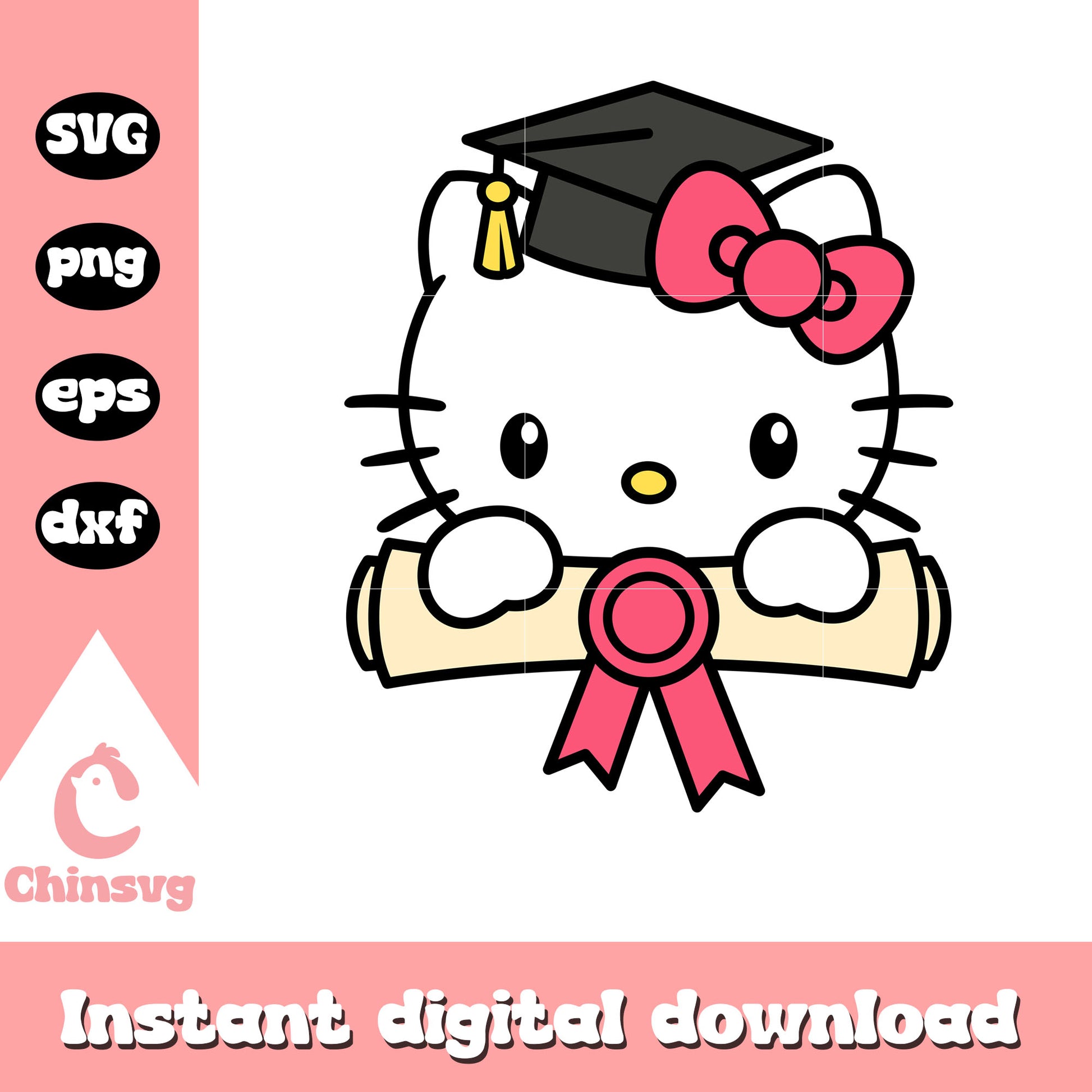 hello kitty grad card Hello kitty face graduate svg, graduation hello kitty svg – Chinsvg