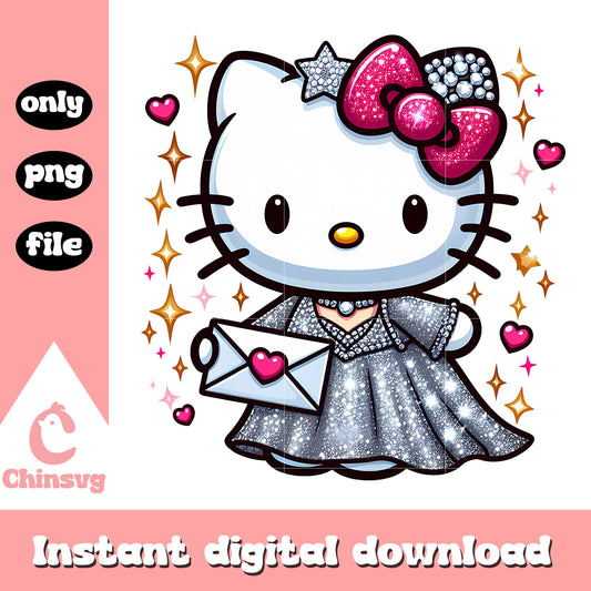 Hello kitty glitter bridal dress png, hello kitty png, wedding png