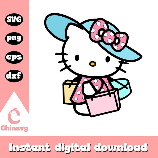 Hello kitty going shopping svg, hello kitty cat svg, kitty cat svg