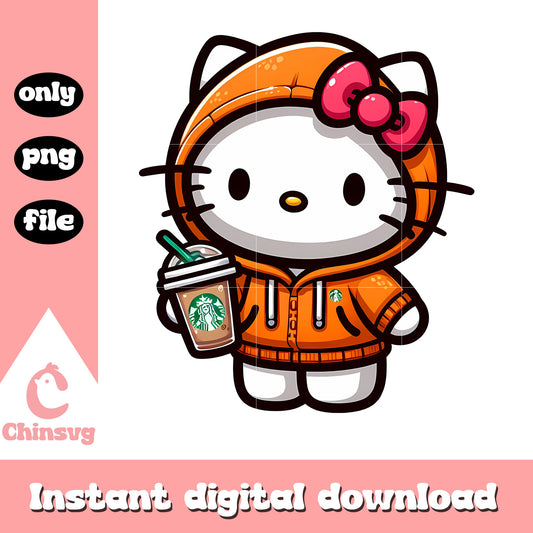 Hello kitty gold hoodie starbucks png, hello kitty costume png
