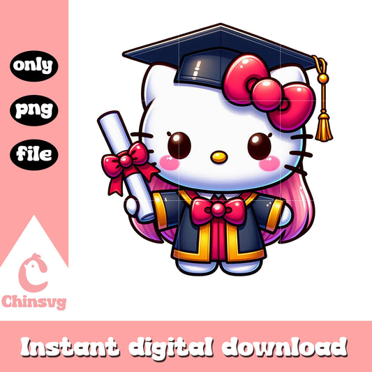Hello kitty graduation day design png, kitty cat design png