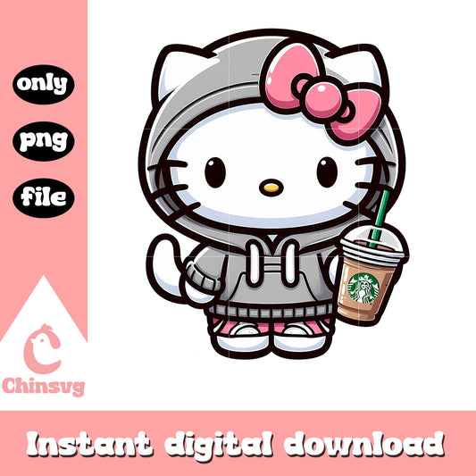 Hello kitty grey hoodie starbucks png, hello kitty png, starbucks png
