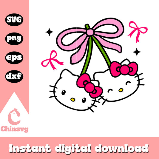 Hello kitty head cherry svg, hello kitty svg, sanrio cartoon svg