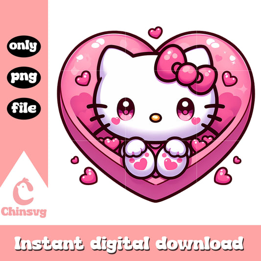 Hello kitty head sweet heart design png, valentines png, heart shape png