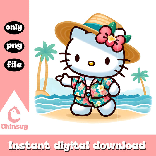 Hello kitty holiday on the beach design png, summer day png