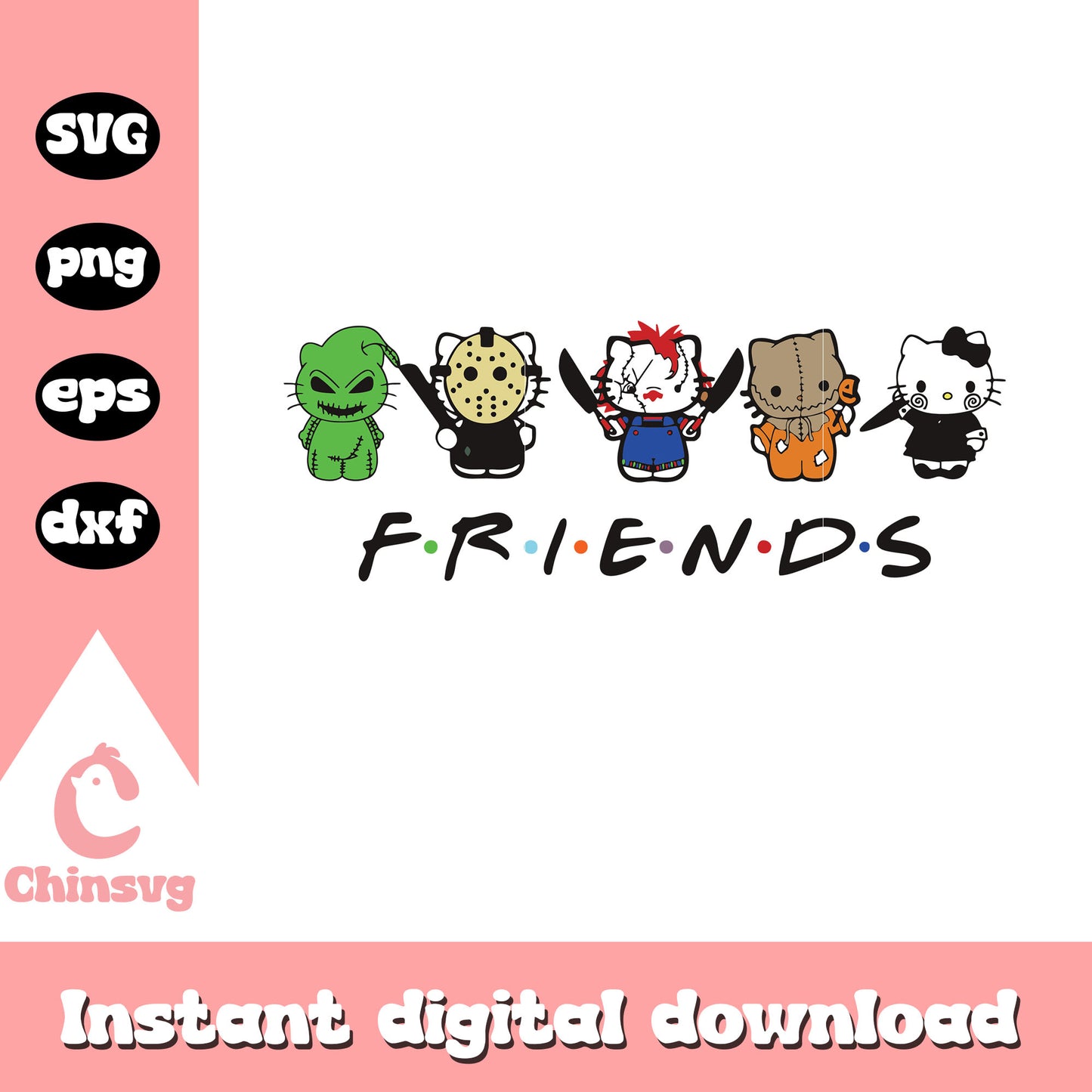 Hello kitty horror friends svg, hello kitty horror svg, horror movies svg