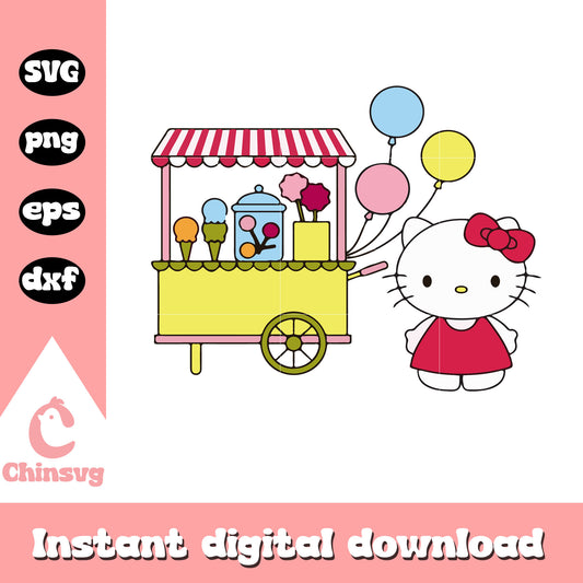 Hello kitty ice cream design svg, hello kitty svg, sanrio cartoon svg