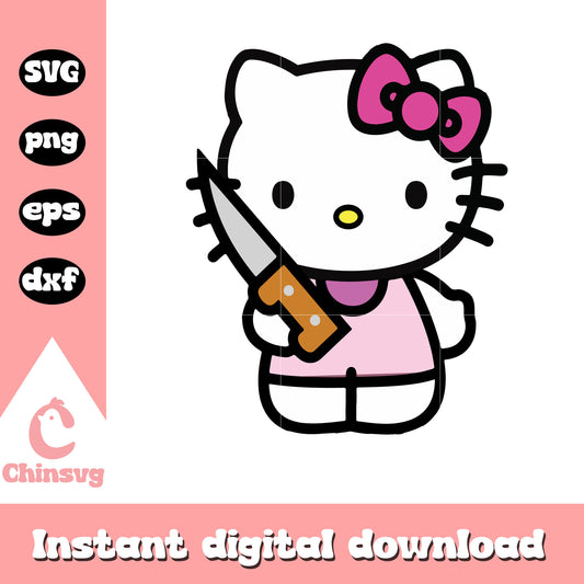Hello kitty knife design svg, sanrio characters cartoon svg