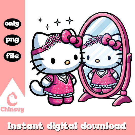 Hello kitty look in the mirror png, sanrio character png