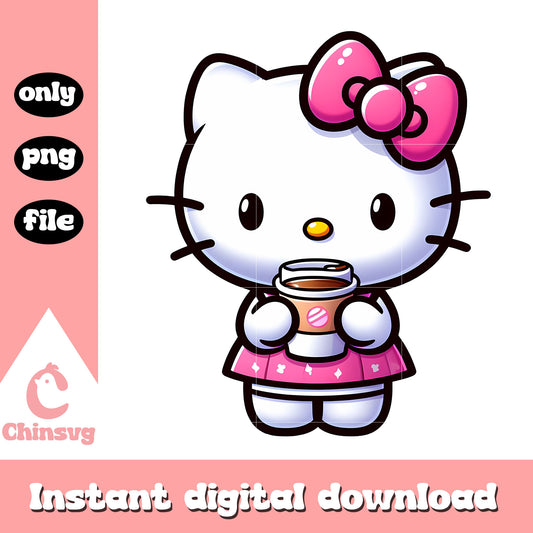 Hello kitty love coffee design png, hello kitty png, coffee png