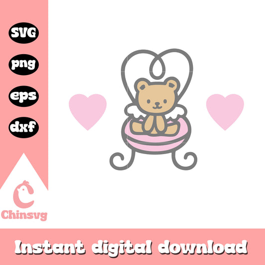 Hello kitty love teddy bear design svg, hello kitty care bear svg