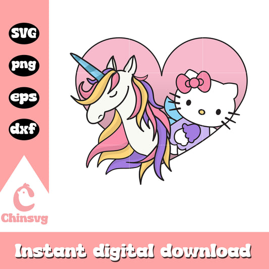 Hello kitty love unicorn svg, hello kitty love svg, kitty cat svg