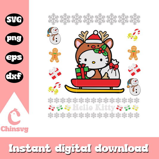 Hello kitty merry christmas svg design, hello kitty christmas svg