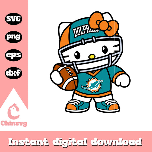 Hello kitty miami dolphins football svg, miami dolphins svg