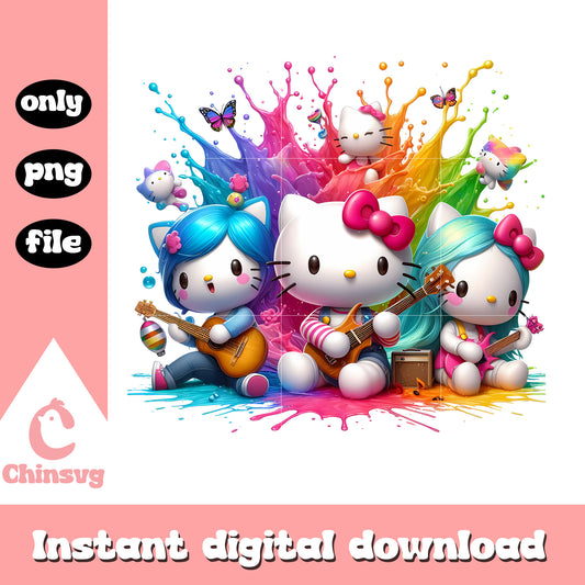Hello kitty music band design png, hello kitty png, band png