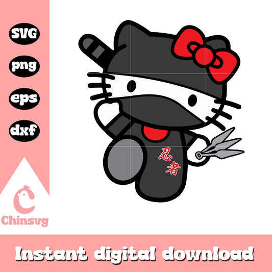 Hello kitty ninja design svg, hello kitty cartoon​ svg, sanrio svg