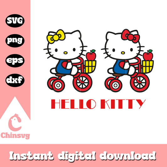 Hello kitty on bike red cartoon svg, hello kitty on bike​ svg