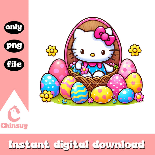 Hello kitty on easter day png, happy easter day png, cartoon png