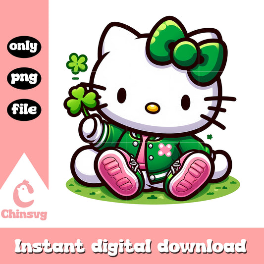 Hello kitty on patrick day png, happy patrick day png, shamrock png