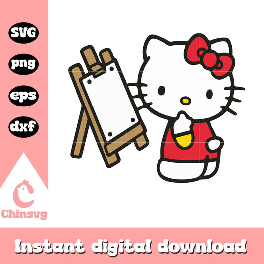 Hello kitty painting design svg, cartoon hello kitty​ svg