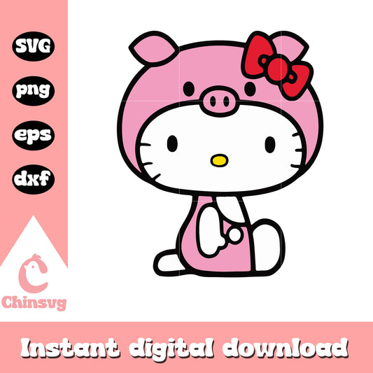 Hello kitty pig costume svg, hello kitty costume svg, sanrio cartoon svg