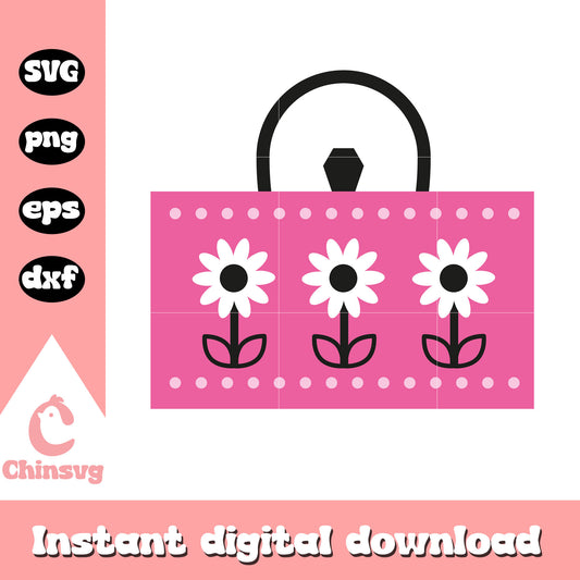 Hello kitty pink bag flower cartoon svg, pink hello kitty svg