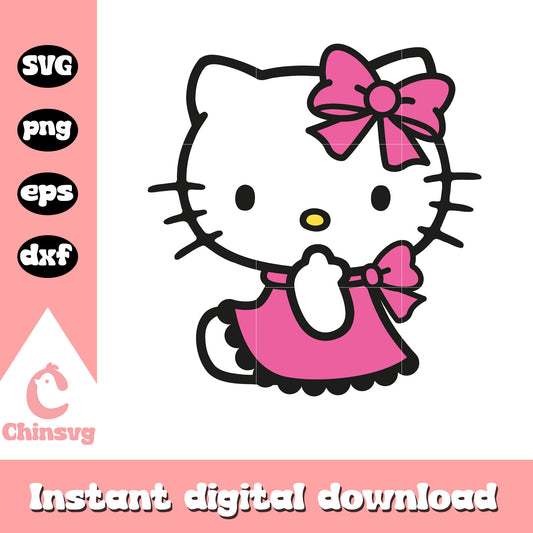 Hello kitty pink dress cartoon svg file, hello kitty cartoon svg