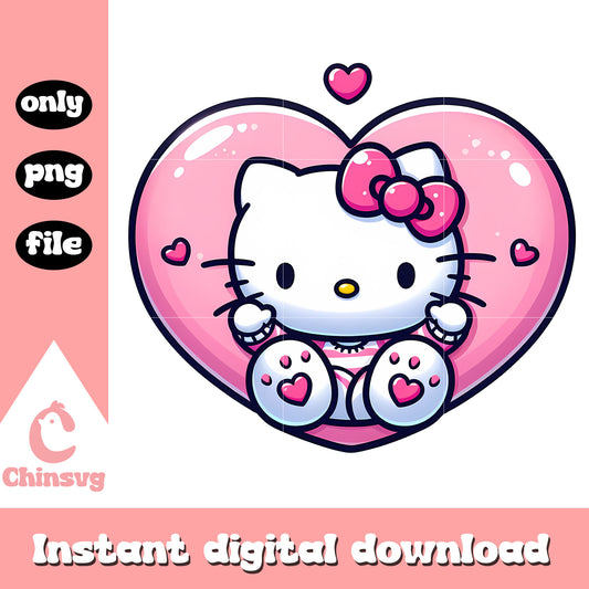 Hello kitty pink heart design png, happy valentines png, hello kitty png