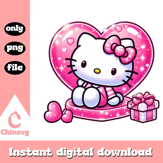 Hello kitty pink heart valentine gift png, valentines day png