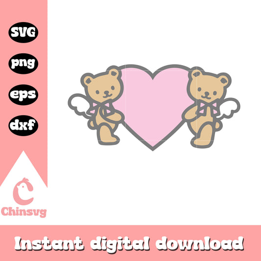 Hello kitty pink love teddy bear svg, hello kitty care bear svg