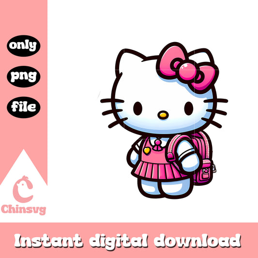 Hello kitty pink uniform design png, back to school png