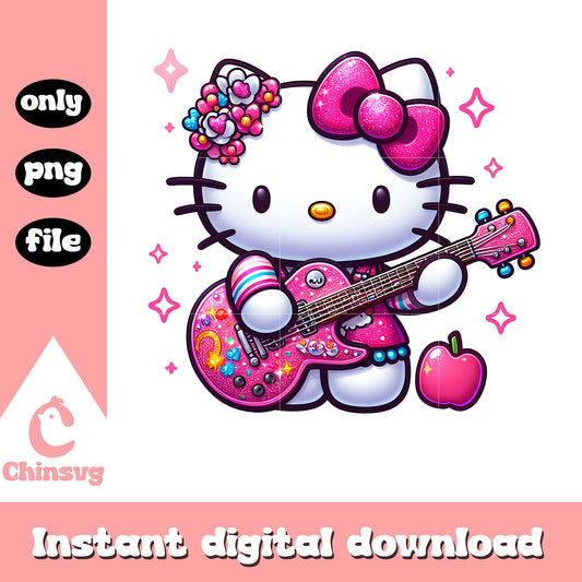 Hello kitty playing guitar png, hello kitty png, fanart png