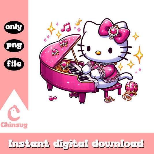 Hello kitty playing piano png, hello kitty png, band png