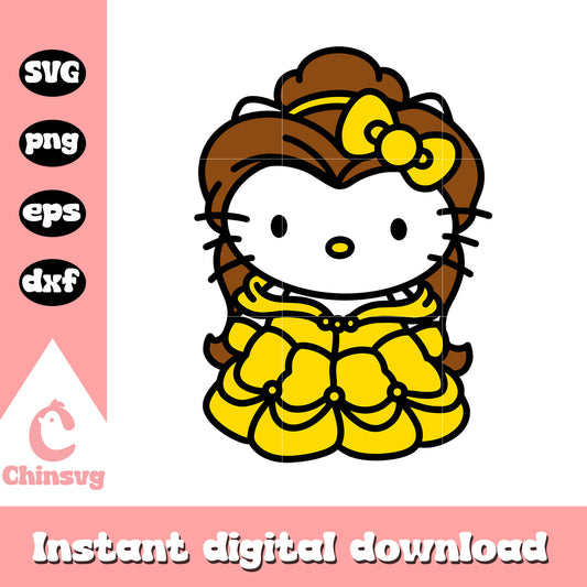 Hello kitty princess belle svg, hello kitty svg, disney belle​ svg