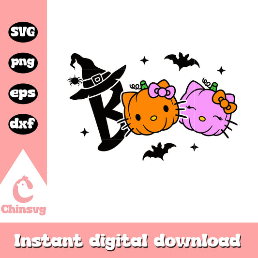 Hello kitty pumpkin boo svg, hello kitty halloween svg, kitty cat svg