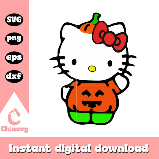 Hello kitty pumpkin halloween design svg, hello kitty svg