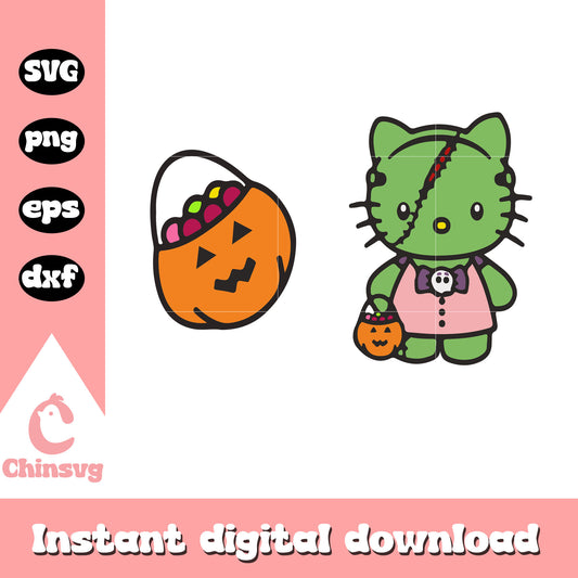 Hello kitty pumpkin halloween svg, hello kitty halloween svg