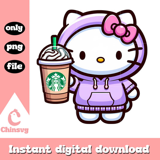 Hello kitty purple hoodie starbucks png, hello kitty hoodie png