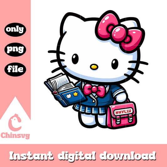 Hello kitty reading book png, back to school outfits png