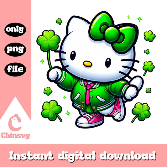 Hello kitty saint patrick day png, happy st.patrick day png