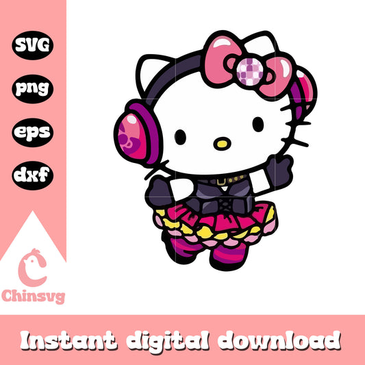Hello kitty singer costume svg file, hello kitty costume svg