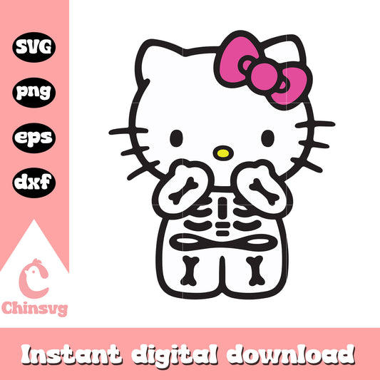 Hello kitty skeleton white halloween svg, halloween hello kitty svg