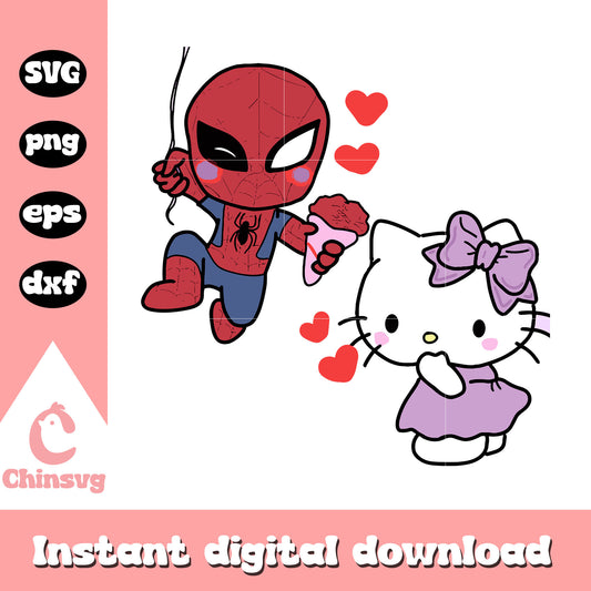 Hello kitty spiderman love svg, hello kitty svg, sanrio svg