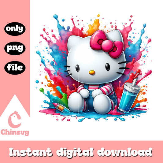 Hello kitty splash art design png, hello kitty png, cartoon png