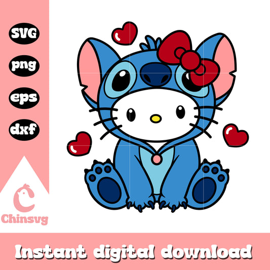 Hello kitty stitch love svg, hello kitty svg, hello kitty valentines svg