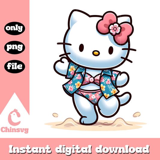 Hello kitty swimwear png, kitty cat png, summer day png