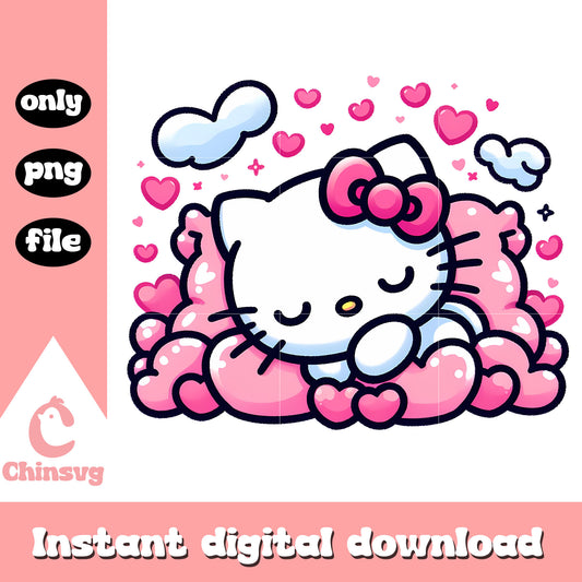 Hello kitty valentine png, hello kitty character png, sleeping png