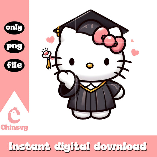 Hello kitty wear bachelor shirt png, graduation ceremony png