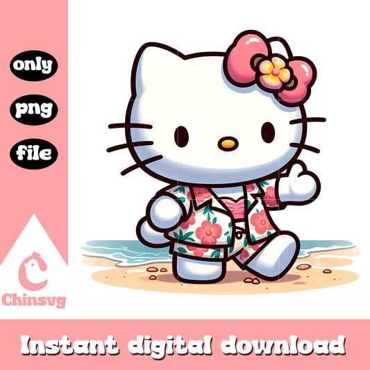 Hello kitty wear summer outfit png, hello kitty png, summer day png